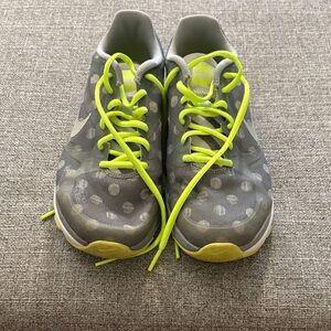 Nike Gray Polka Dot Sneakers with Neon Yellow Laces